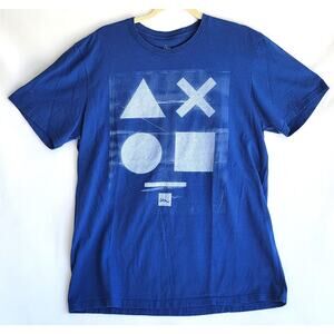 Unique PlayStation Controller Buttons Blue Tee Shirt Mens XL